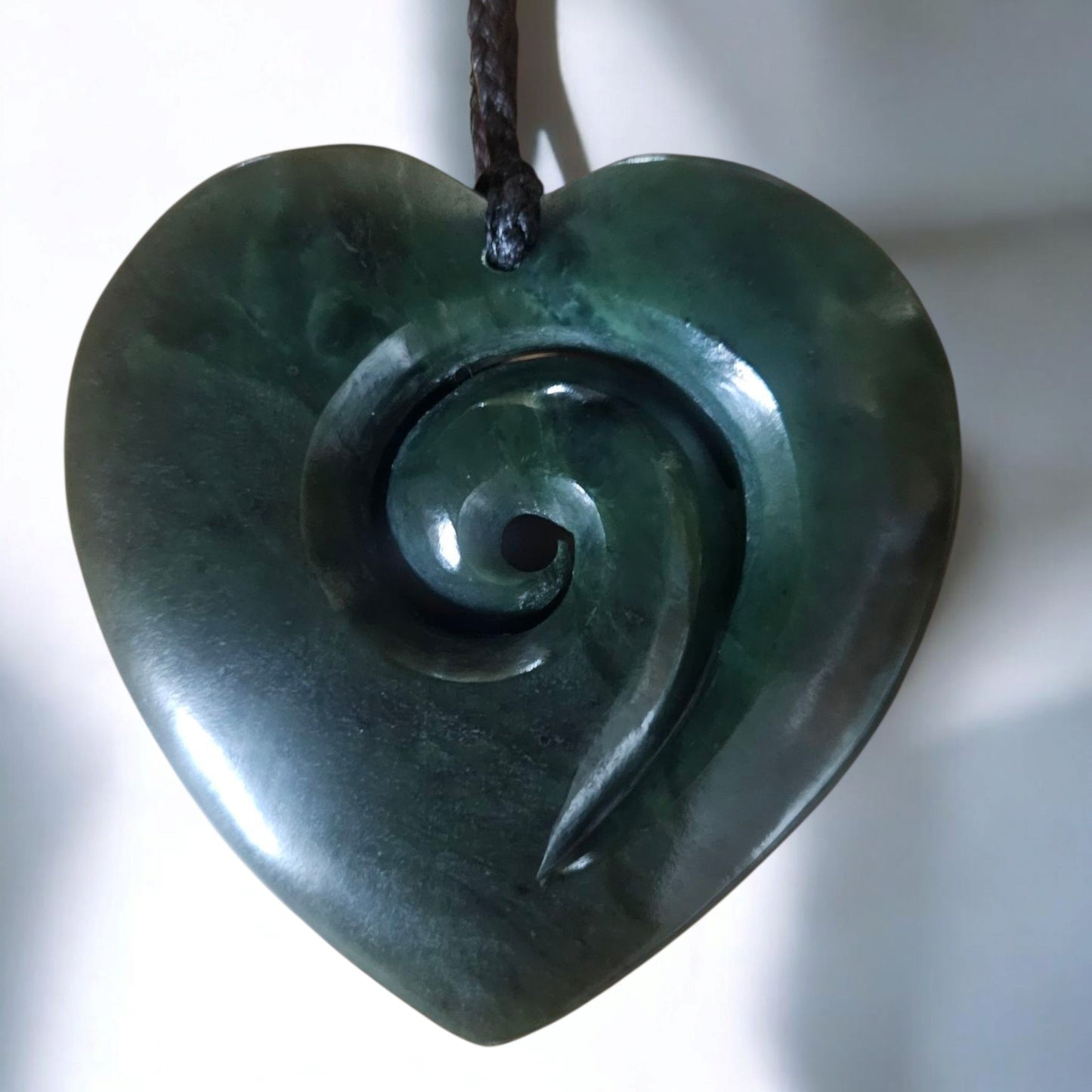 Pounamu Manawa/Heart with Koru Cut-Out - 50mm