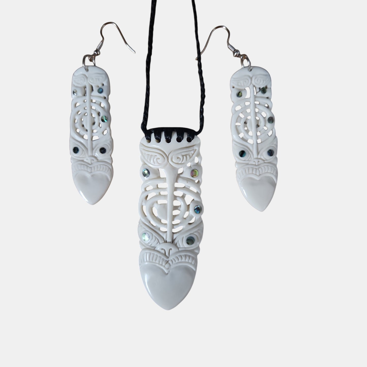 Bone Pendant & Earrings Set