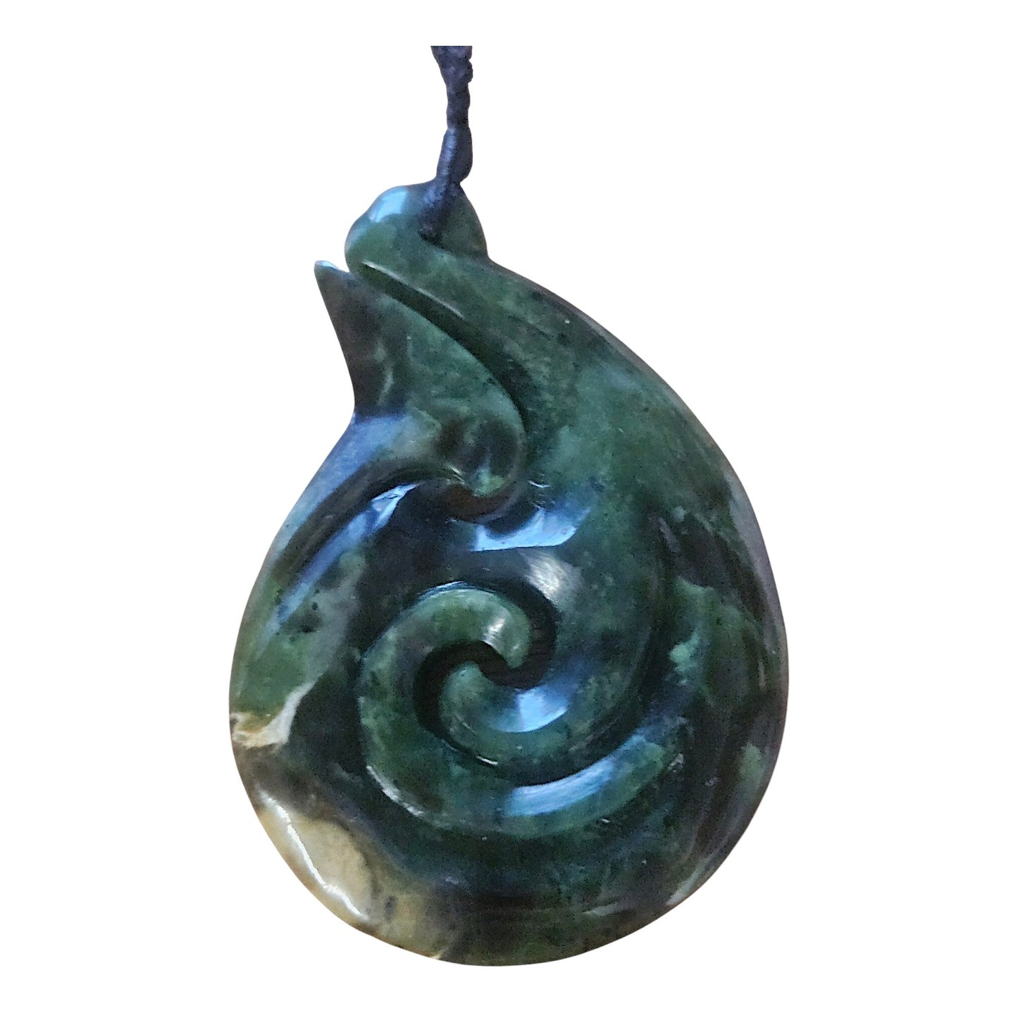 Stunning Kawakawa/Raukaraka Pounamu Hei Matau/Double Koru Pendant - 80mm