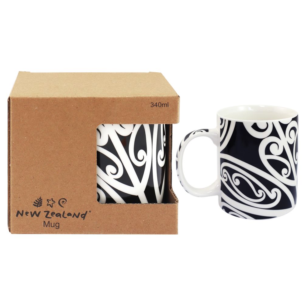 Kowhaiwhai Design Mug - Black/White