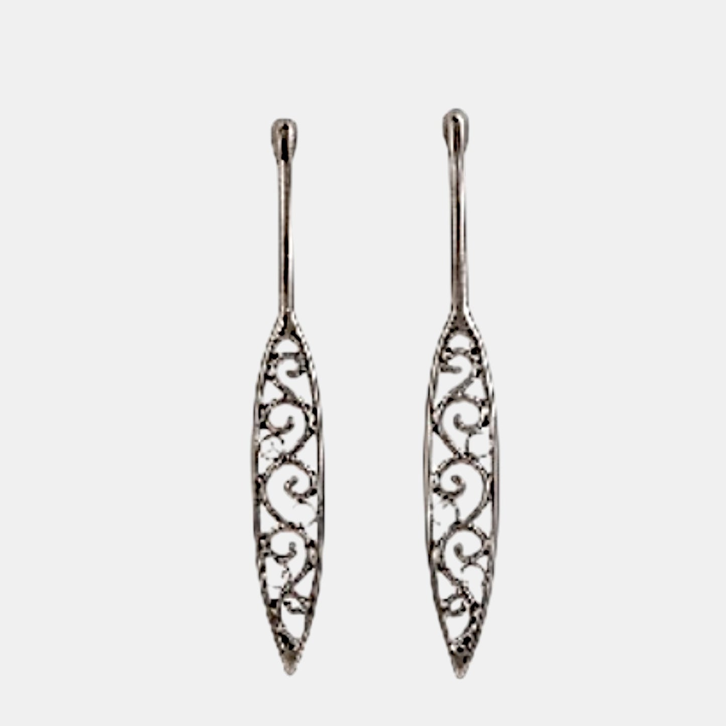 Black Silver-plated Hoe/Paddle Earrings