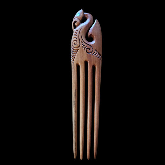 4 Pin Wood Carve Bone Heru - Manaia # 1