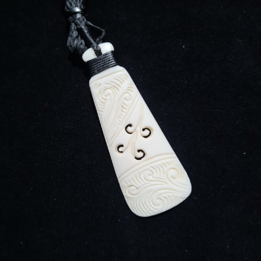 Engraved Bone Toki with Koru - 80mm