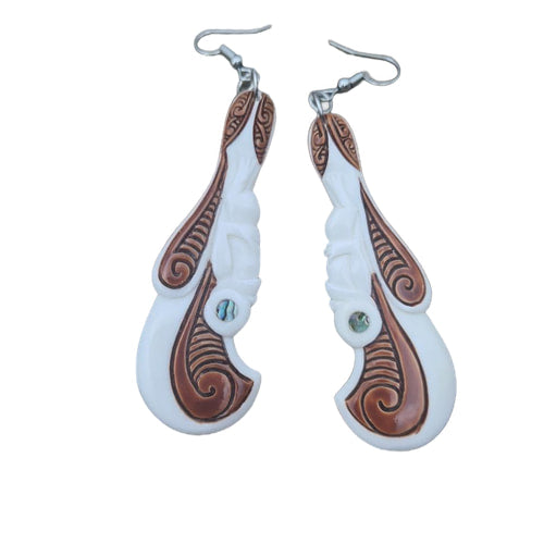 Bone Wahaika Earrings - 70mm