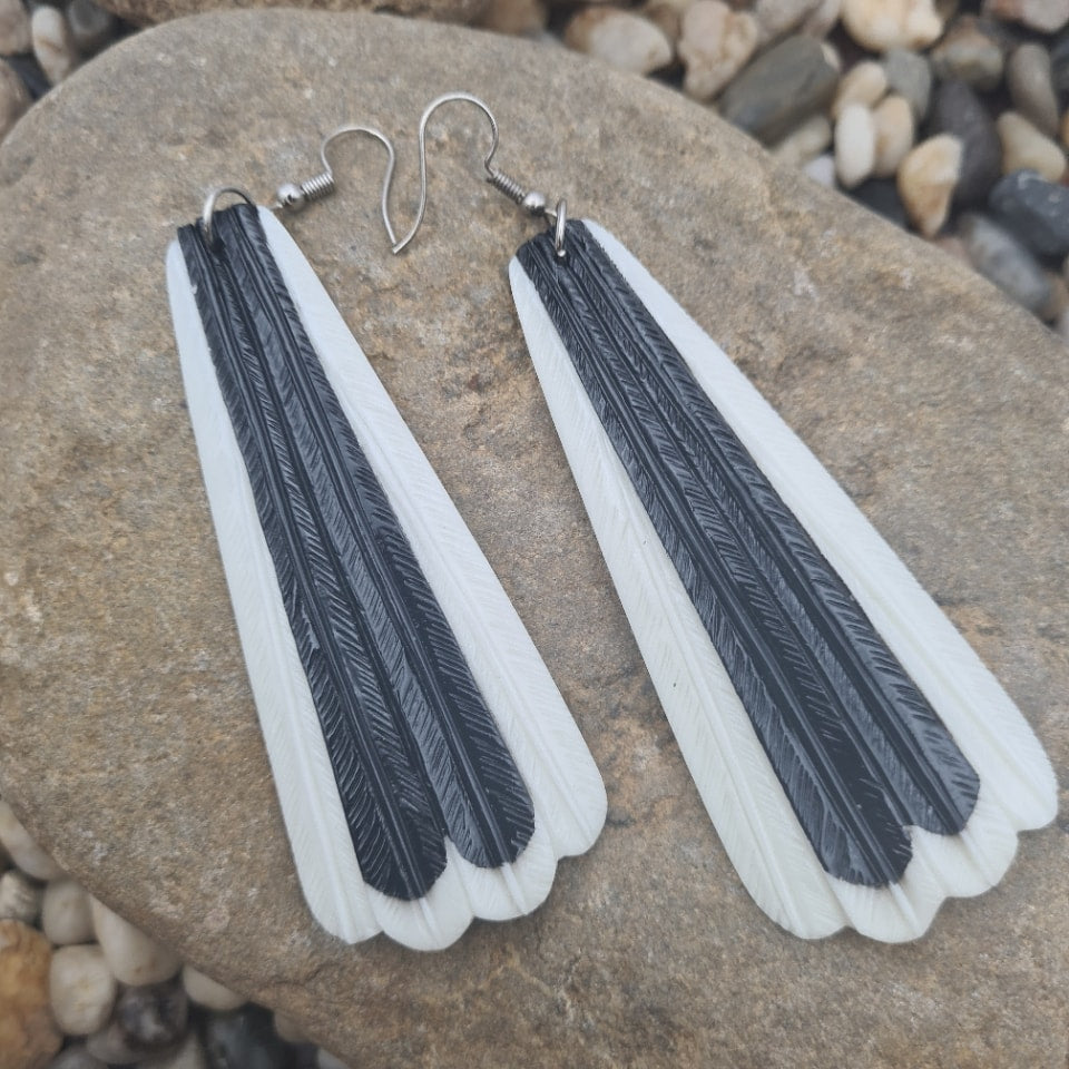 Bone Fantail Earrings with Kete