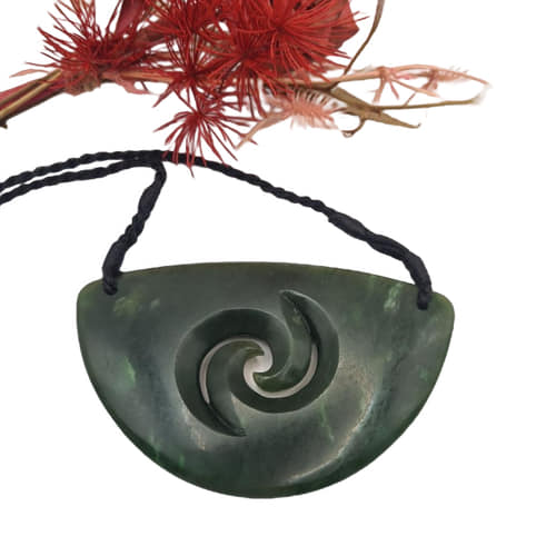 Pounamu Breastplate with Single Koru