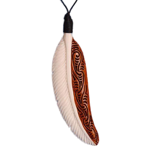 Bone Feather Pendant with Staining