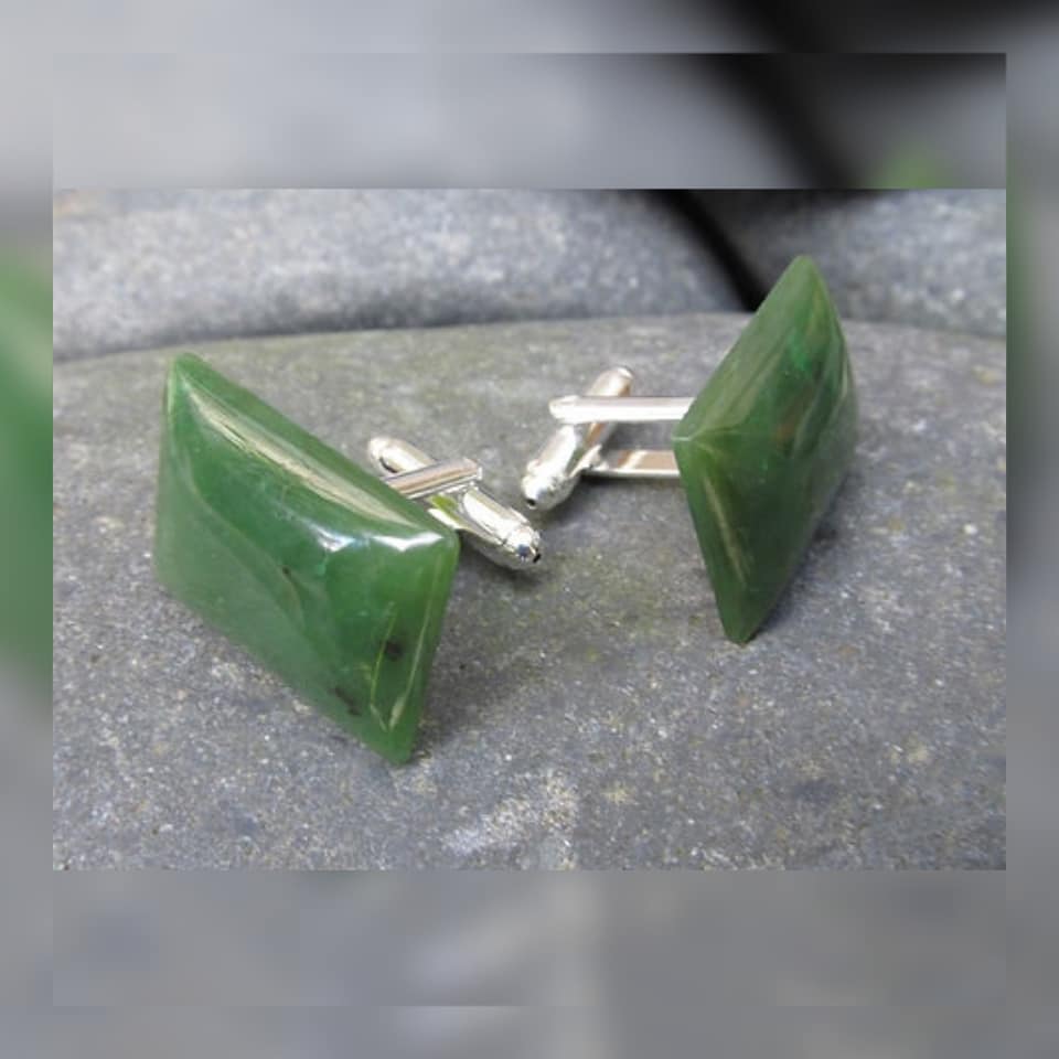 Greenstone Cufflinks - Rectangular