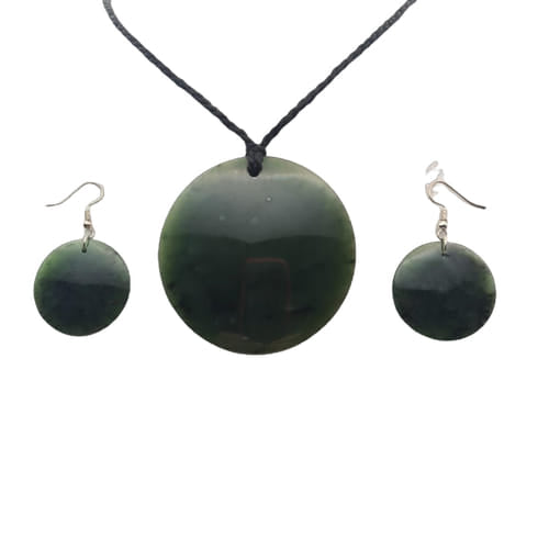 Pounamu Kopae Pendant & Earrings Set - Polished