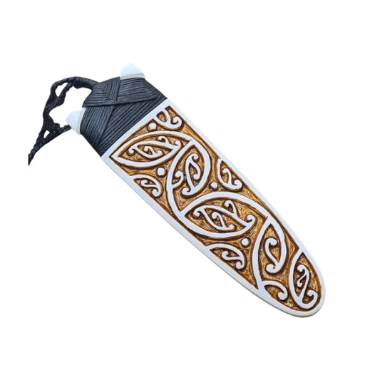 Kowhaiwhai Design Stained Bone Toki