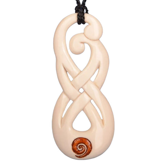 Pikorua Bone Pendant with Stained Koru