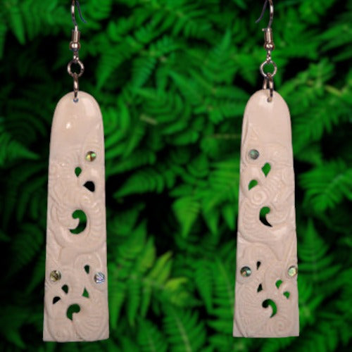 Bone Manaia Toki Earrings