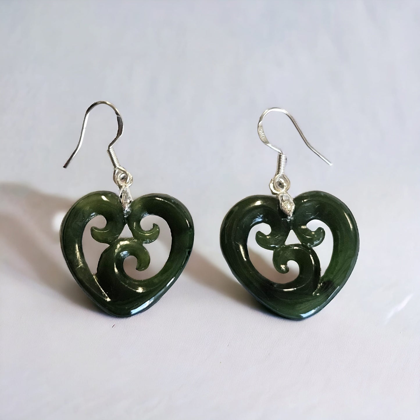 Triple Koru Heart Earrings - 25mm