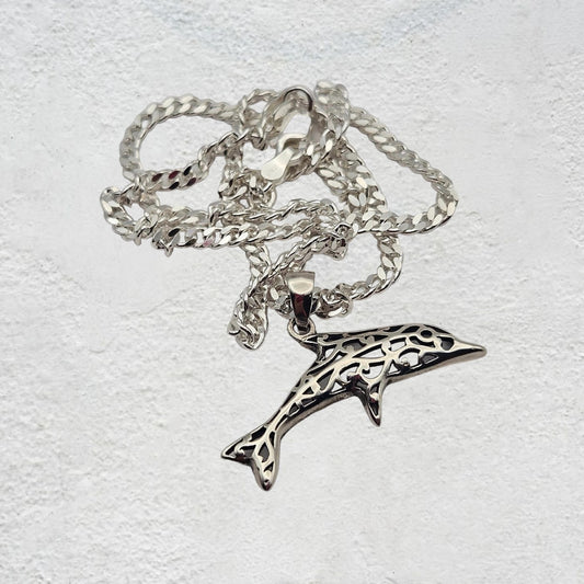 Sterling Silver Dolphin Pendant & Chain