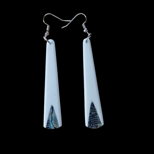 Bone Drop Earrings with Paua Detail