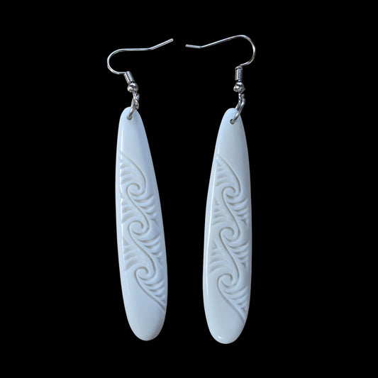 Engraved Bone Drop Earrings