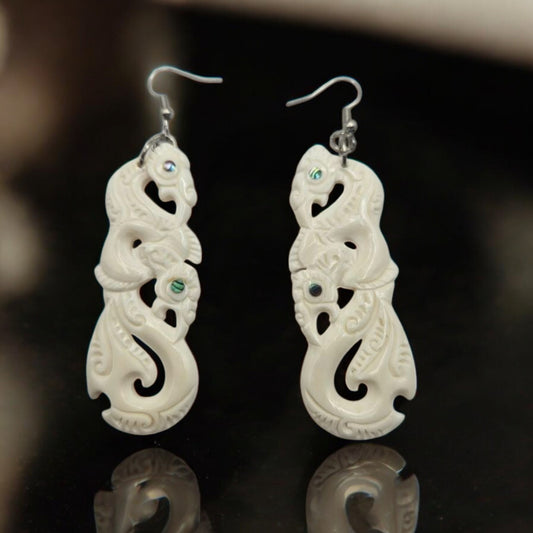 Double Manaia Bone Earrings