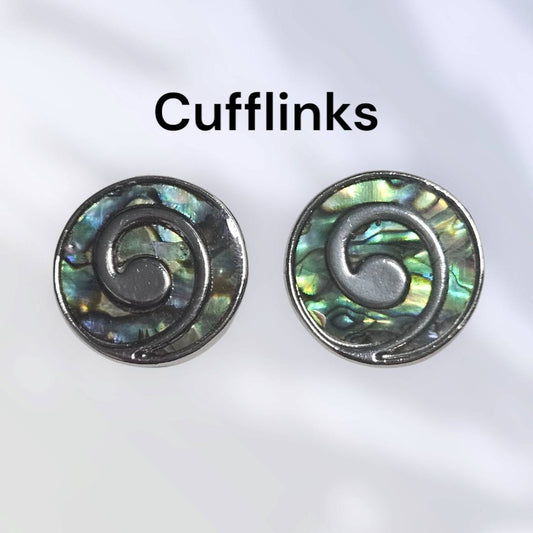 Round Paua Koru Cufflinks