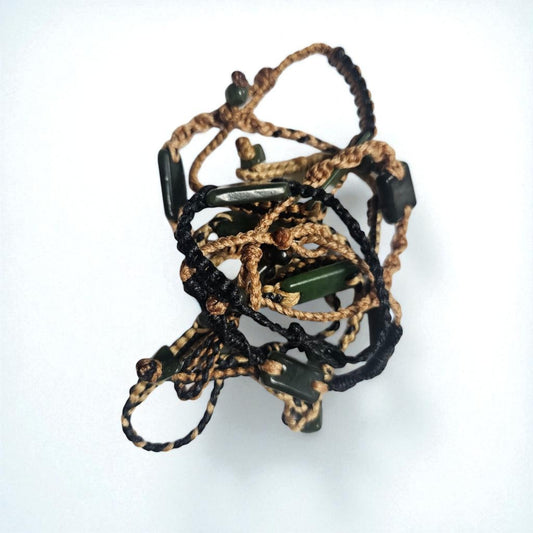 Braided Bracelet with Rectangle Pounamu