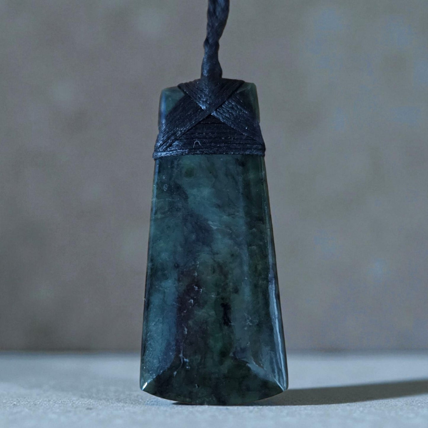 Lashed Pounamu Toki Pendant - 65mmL
