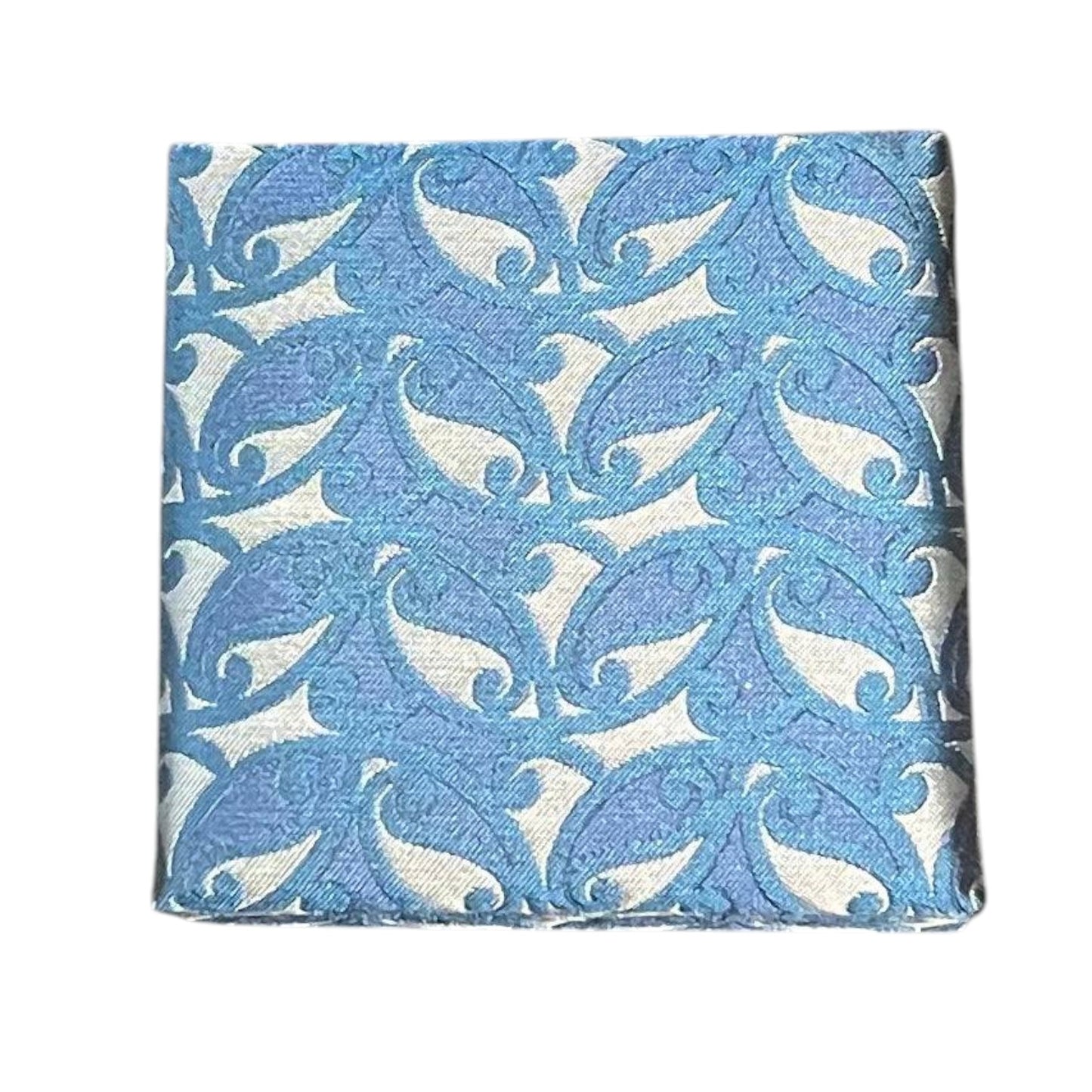 Gift Boxed Maori Pattern Tie, Cufflinks & Pocket Hankerchief - Blue/Silver