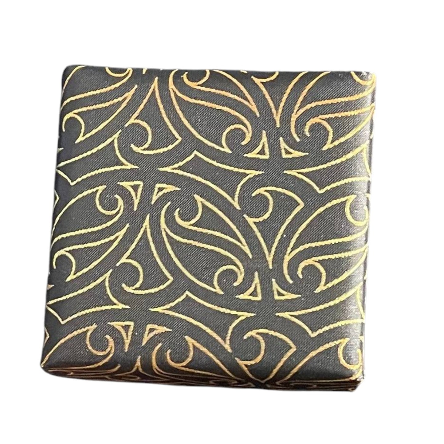 Gift Boxed Maori Pattern Tie, Cufflinks & Pocket Hankerchief - Gold/Black