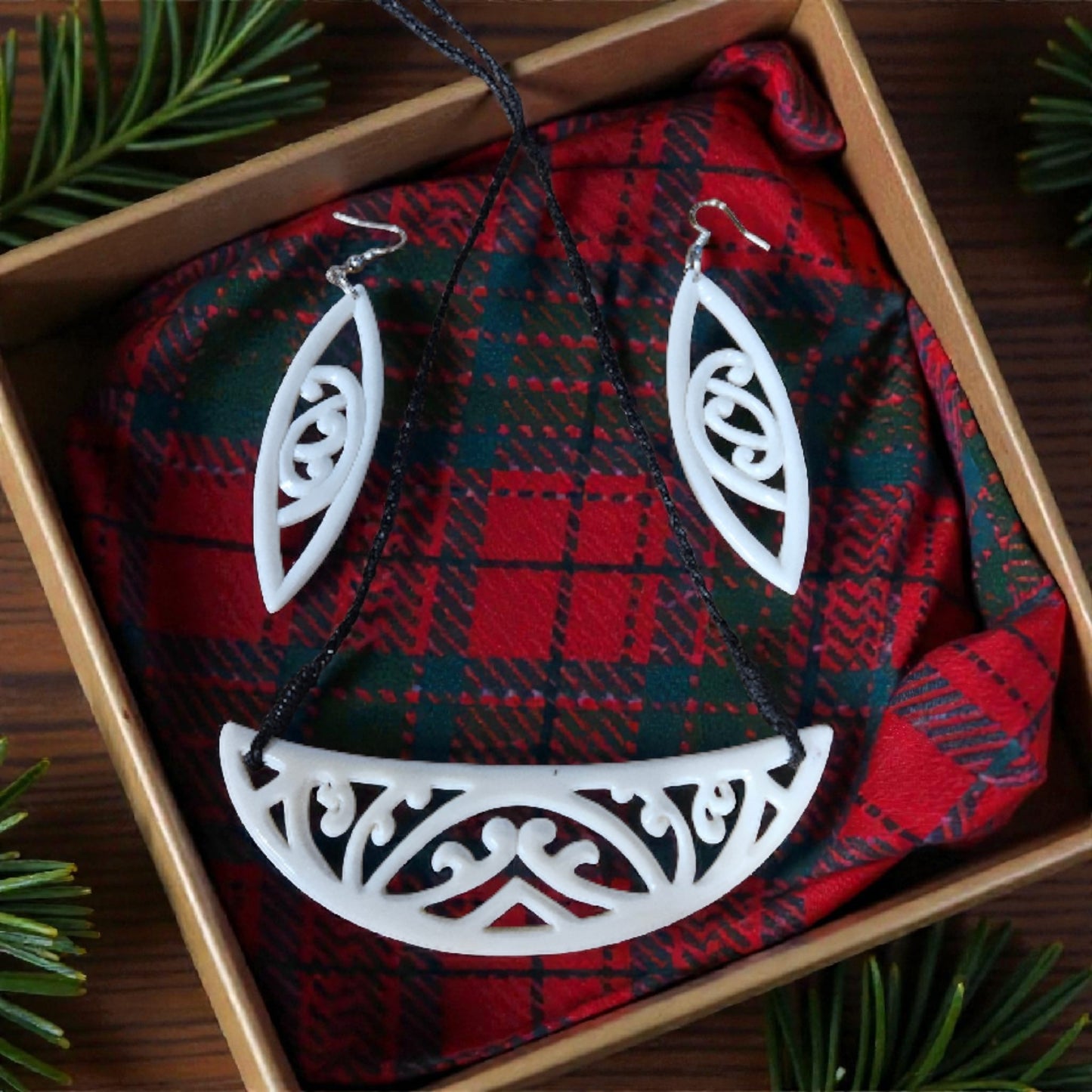 Bone Pendant & Earrings Set