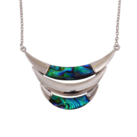 Rhodium-plated Paua Necklace - Boxed