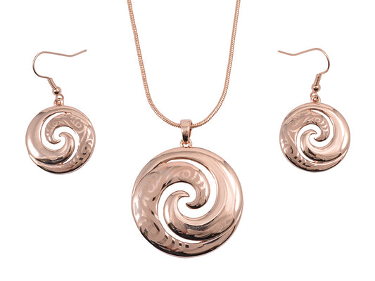 Boxed Rose-gold Koru Laser Engraving Pendant set