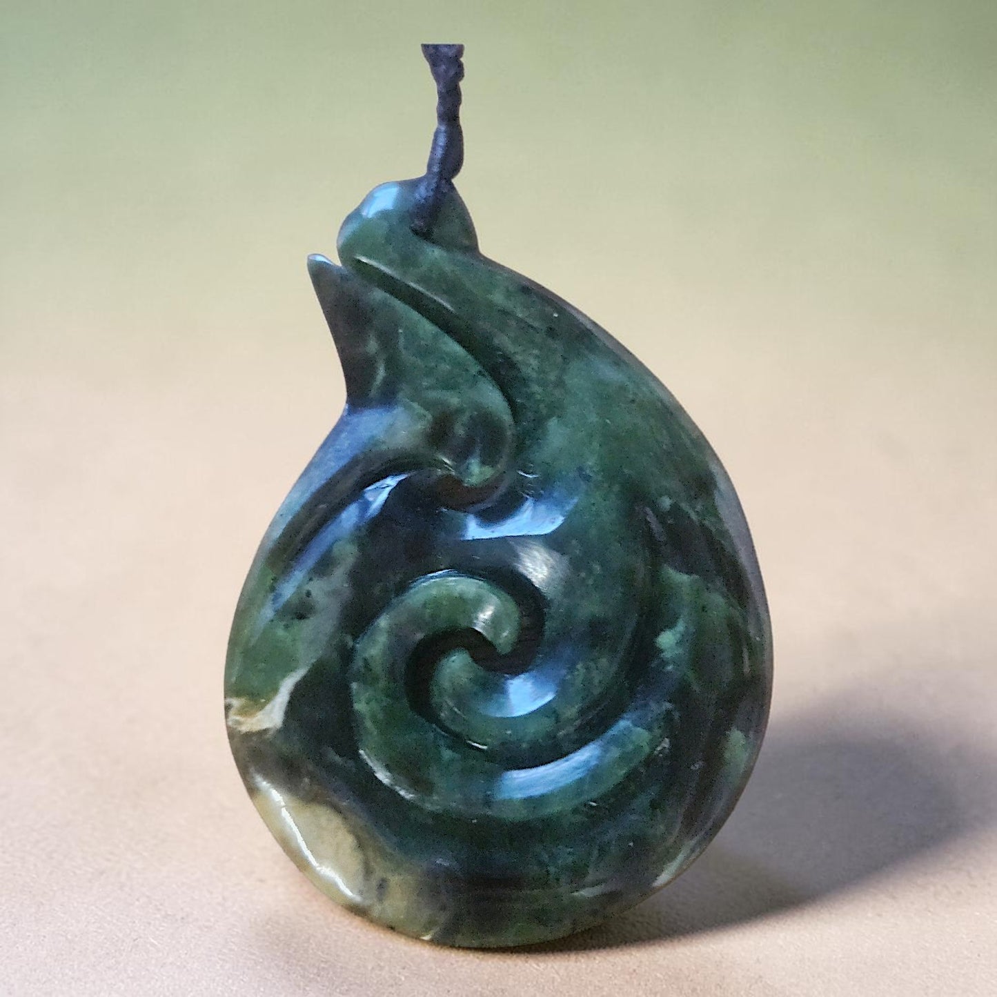 Stunning Kawakawa/Raukaraka Pounamu Hei Matau/Double Koru Pendant - 80mm