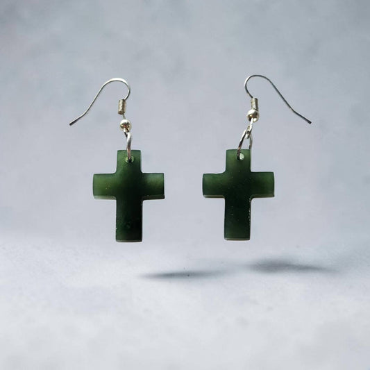 Pounamu Cross Earrings