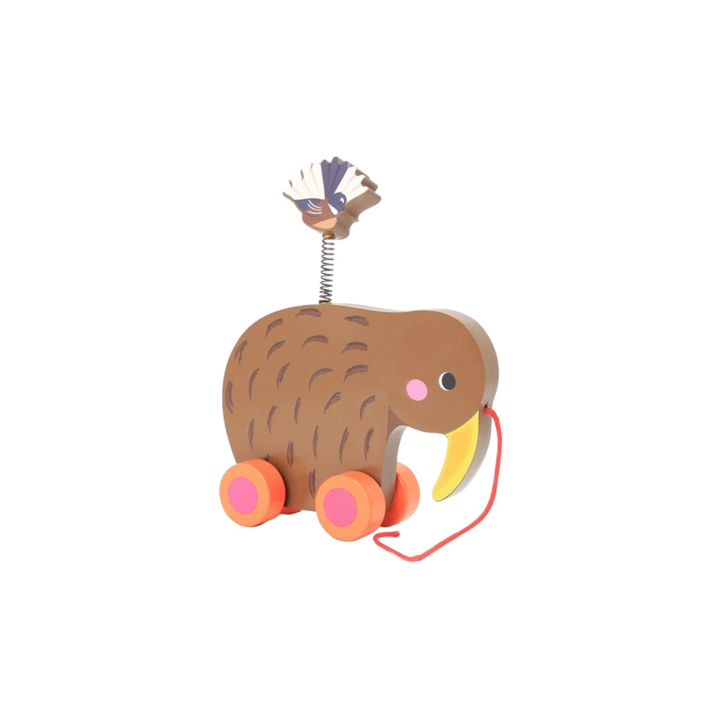 Wooden Pull-Along Wheelie Kiwi & Piwakawaka friend by Moana Road