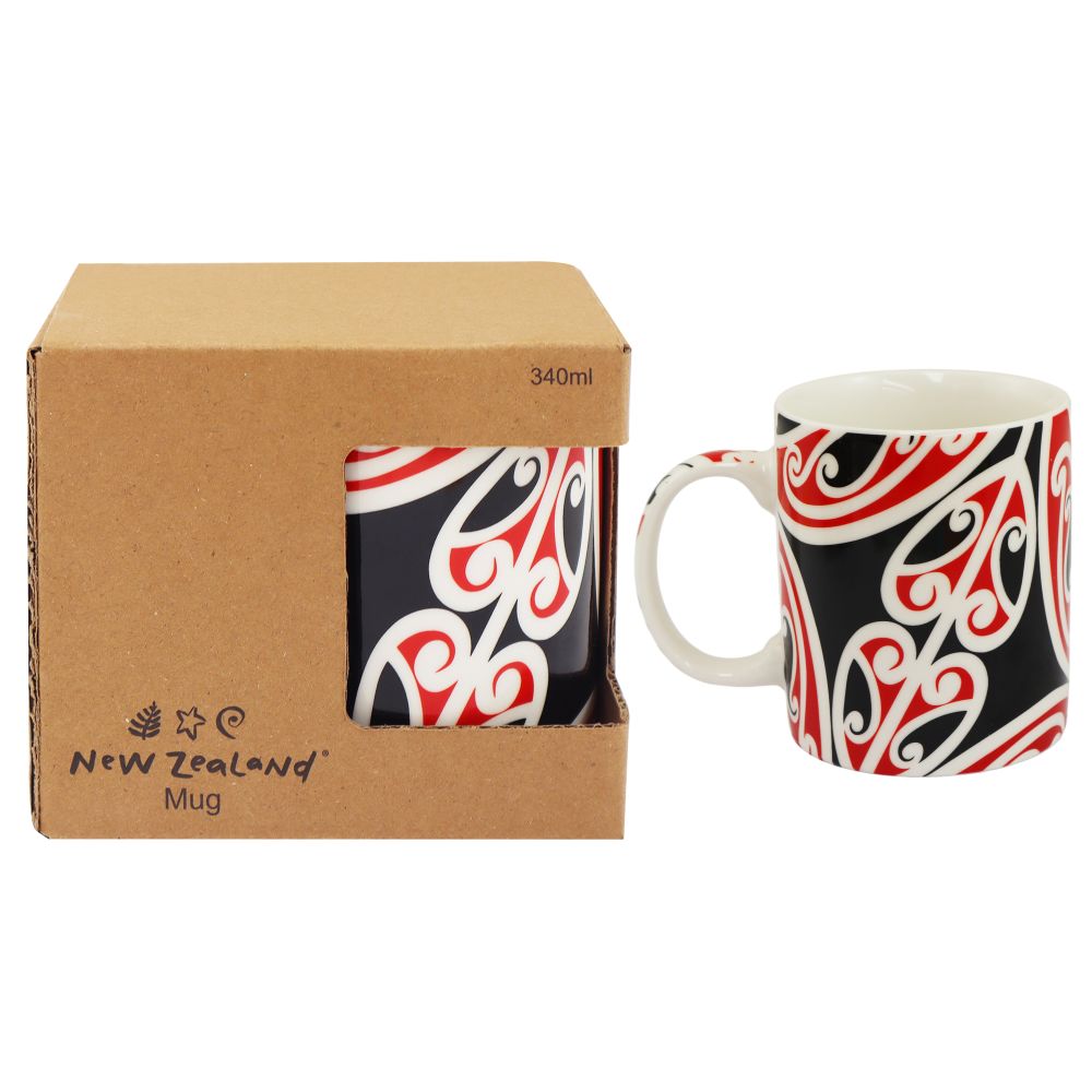 Kowhaiwhai Design Mug - Red/Black/White