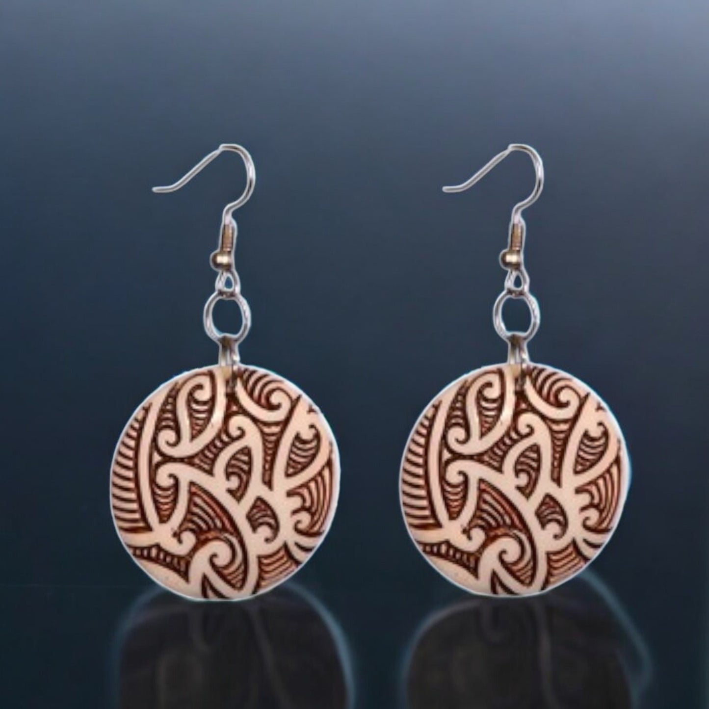 Etched and Stained Bone Kopae Earrings