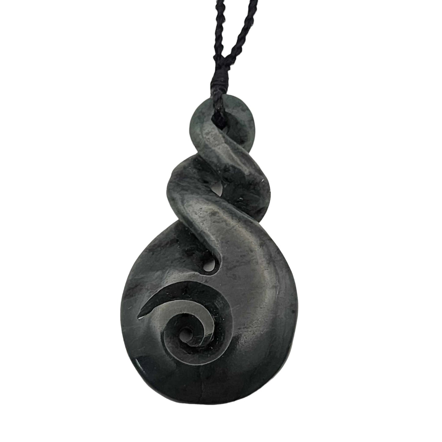 Pounamu double twist with koru pendant