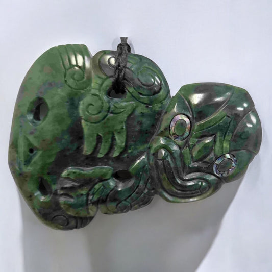 XL Pounamu Side-hanging Hei Tiki - 115mm