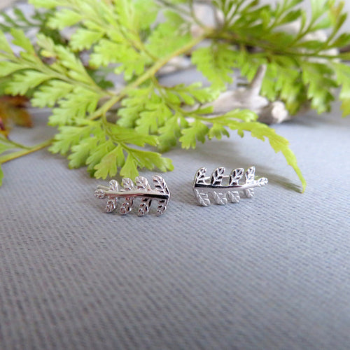 Stirling Silver Fern Cuff Earrings