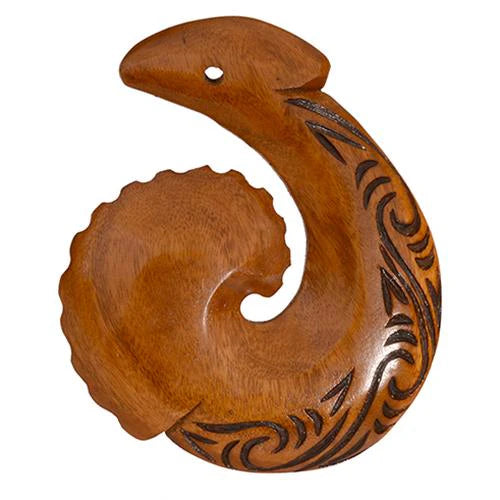 Wood Carved Wall Hanging - Hei Matau # 3