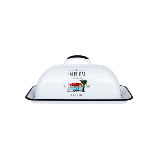 Moana Rd Haere Mai Butter Dish - White