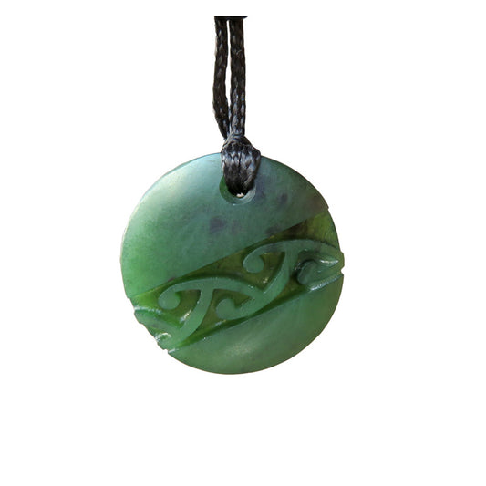 Mana NZ Round Pounamu Pendant with Kowhawhai